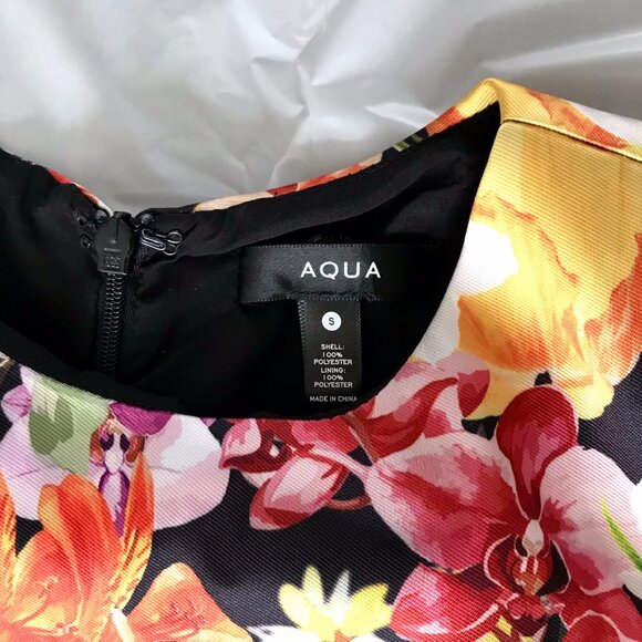 Aqua Floral Drop Waist Mini Dress - Picture 3 of 5